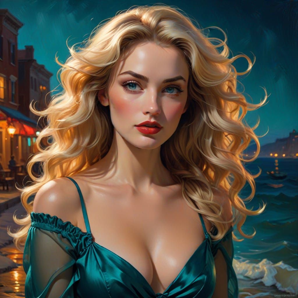 Sensual Blonde Portrait with Impressionistic Photorealism