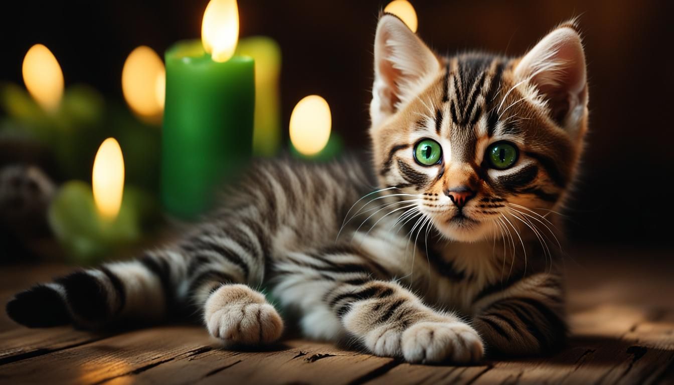 Tabby Kitten in Candlelight: Professional Photography