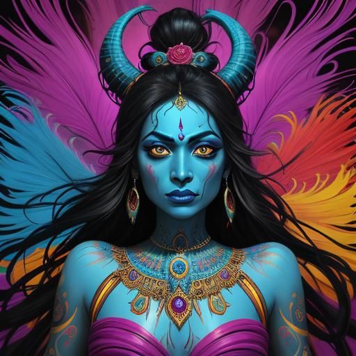 Indian Goddess Kali in Surreal Graffiti Art
