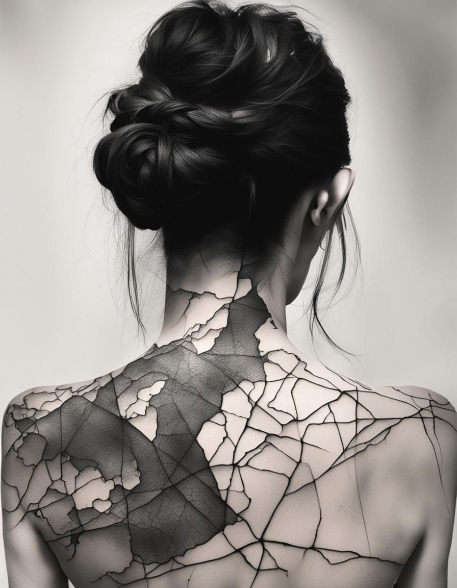 Kintsugi Scar: Black and Grey Tattoo Art