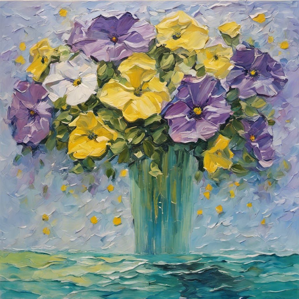 Petunias in Vase: An Impasto Oil Painting