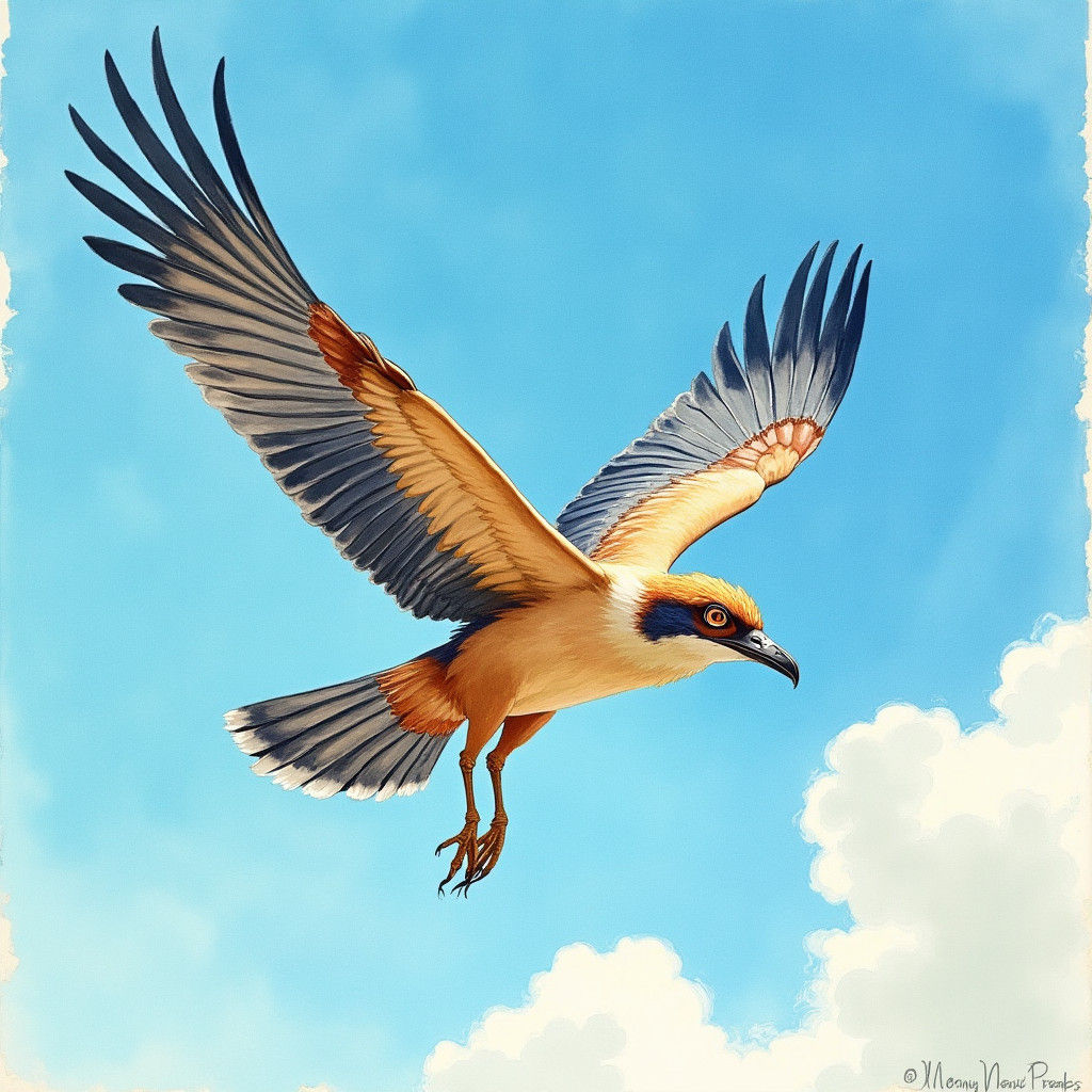 Majestic Bird Soaring in Flight: Ornithological Illustration