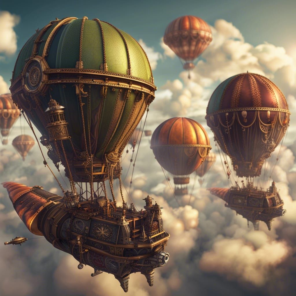 Steampunk Zeppelins Battle Above the Clouds