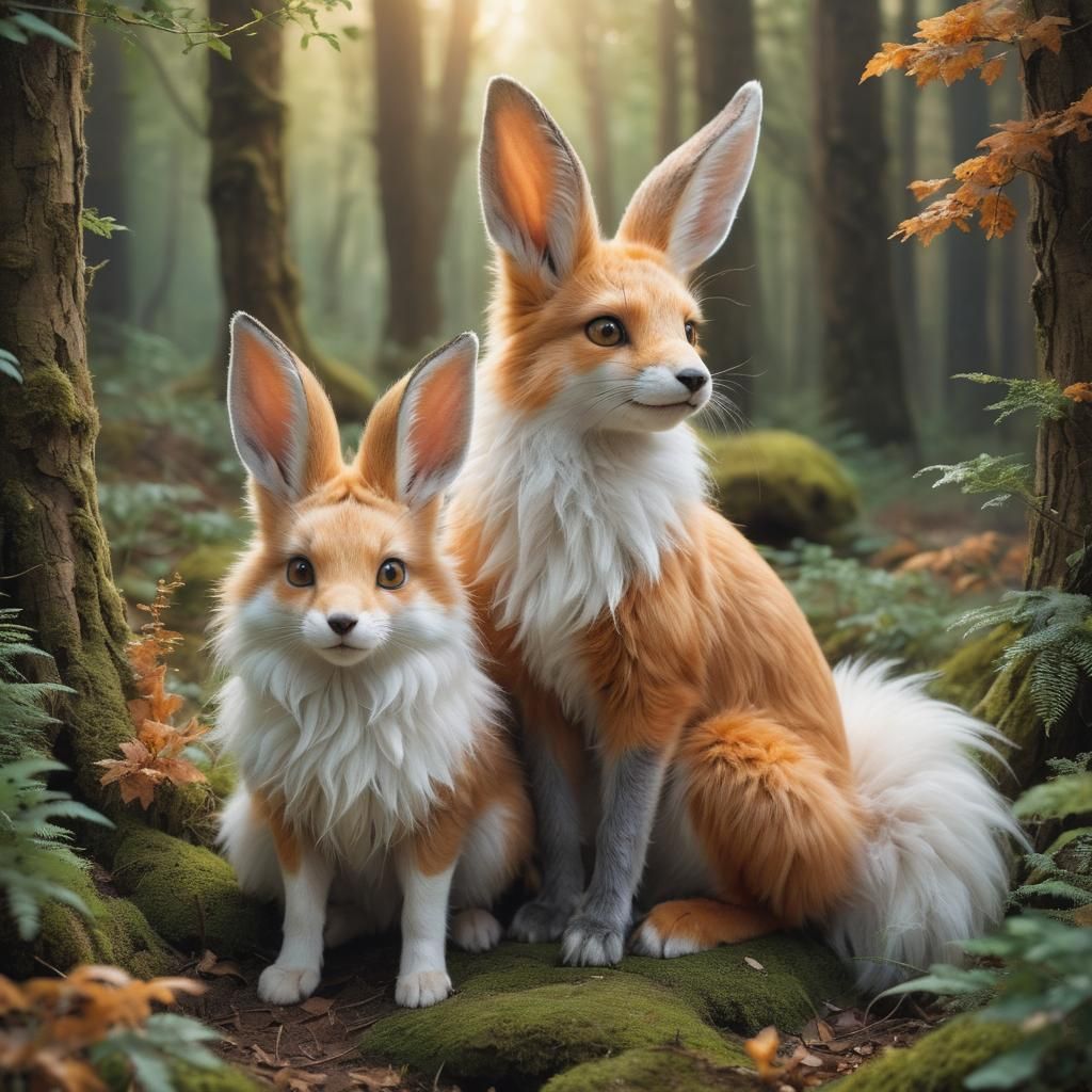 RabbitFox in magical forest
