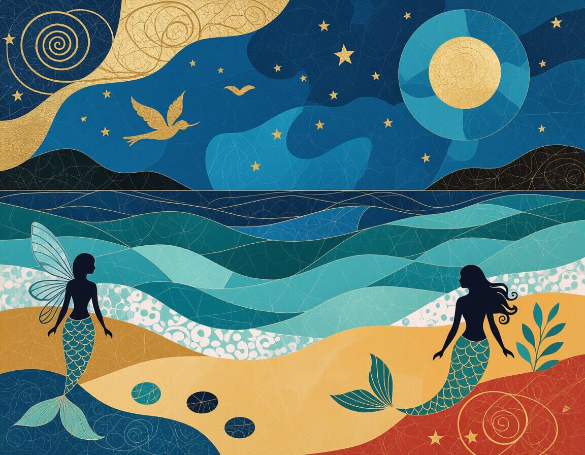 Abstract Summer Night Digital Paper Collage