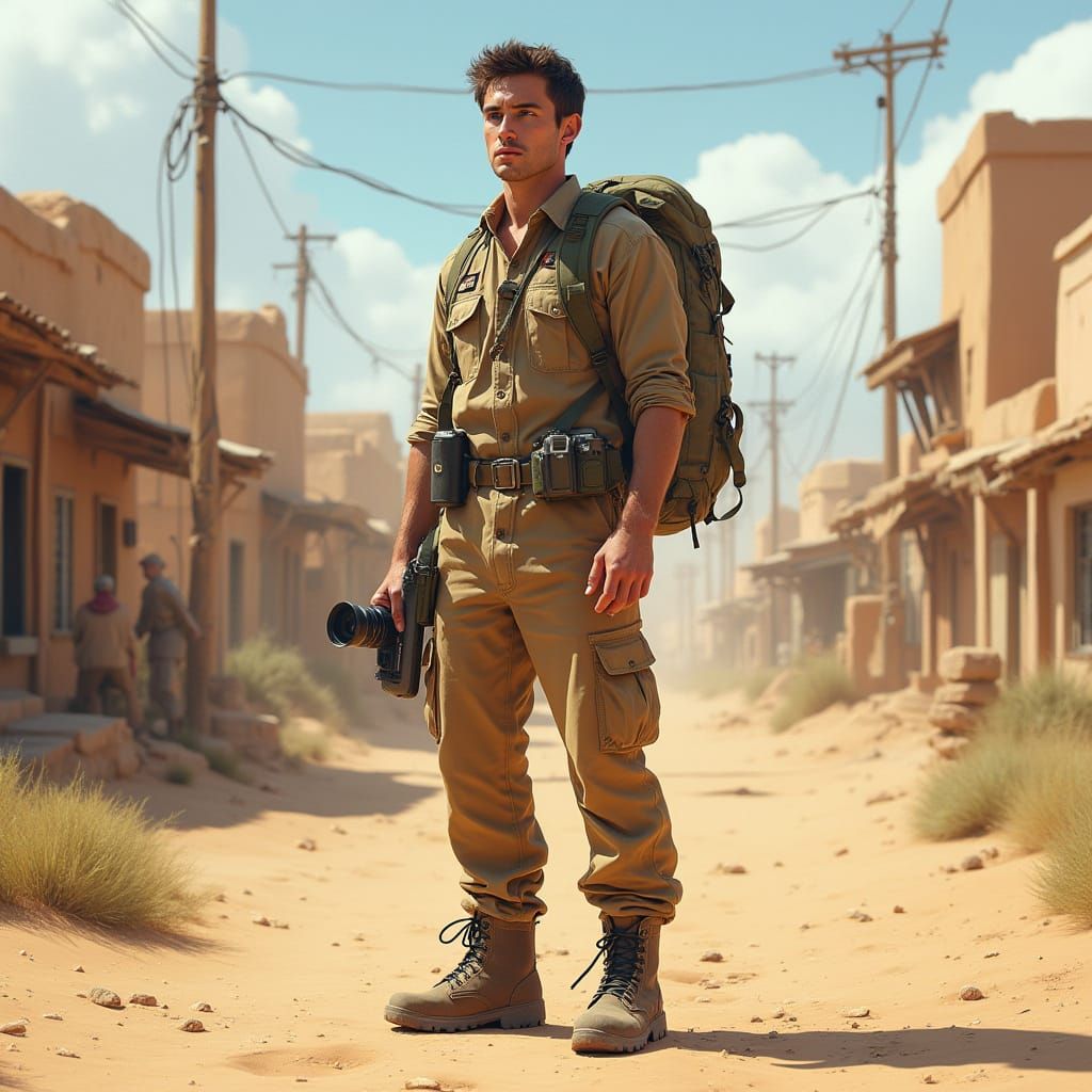 Desert Hiker Portrait in Hyperrealistic Style