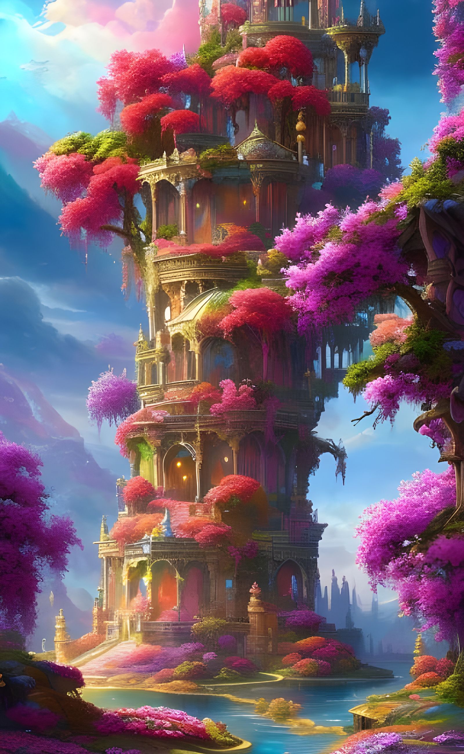 Castle covered in flowers