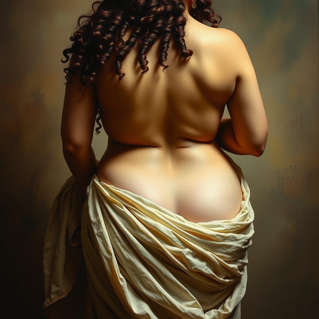 Voluptuous Pregnant Goddess Portrait in Classic Realism