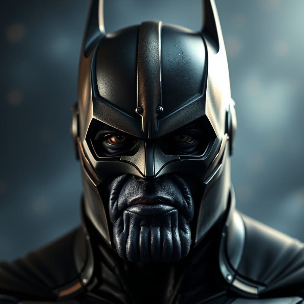 Batman as Thanos: Moody Portrait in Metallic Armor
