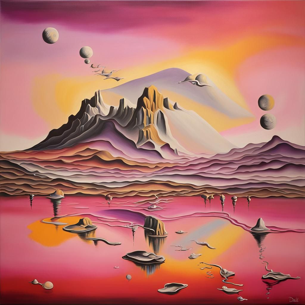 Surreal Sunset in Pink, Gold, and Purple Hues