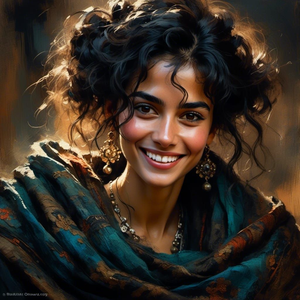 Stunning Spanish Girl Portrait in Rococo Style