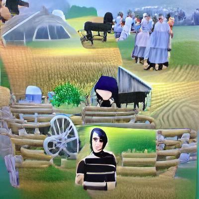 Emo Amish Person on a Farm