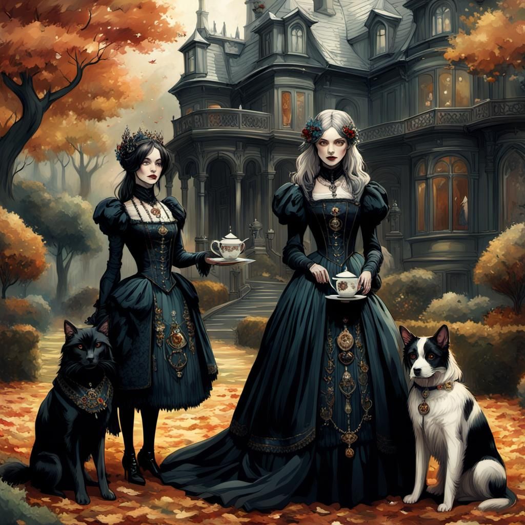 Gothic Goddesses' Twilight Tea Party: Dark Fantasy Art