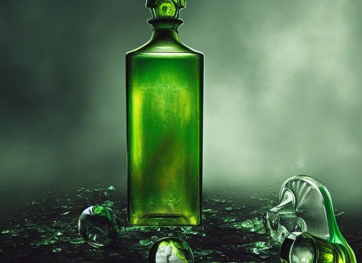 Giant Absinthe Bottle: Photorealistic Concept Art