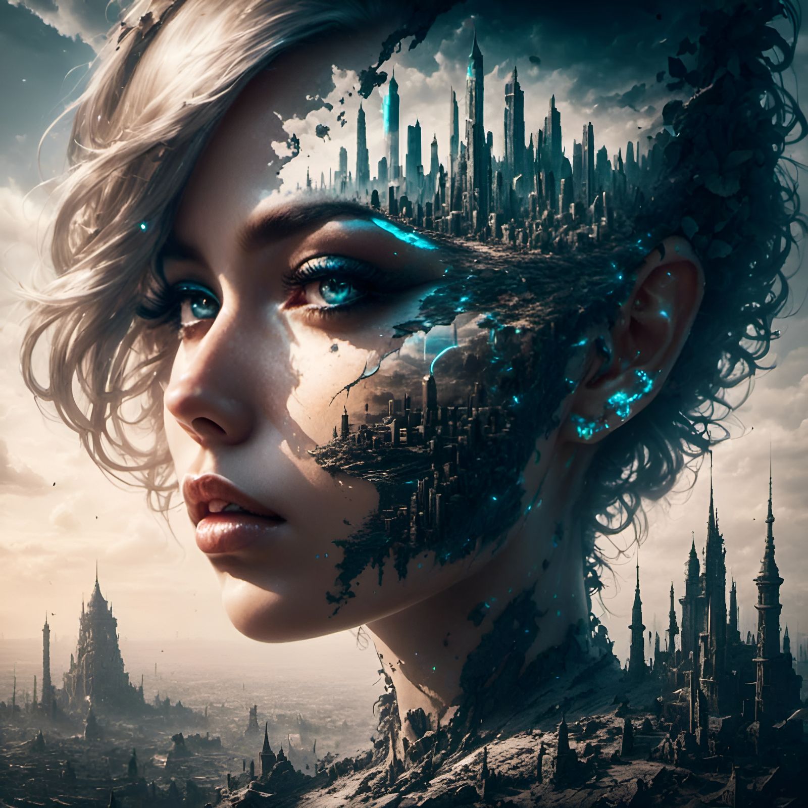 Photorealistic Double Exposure of Face and Cityscape