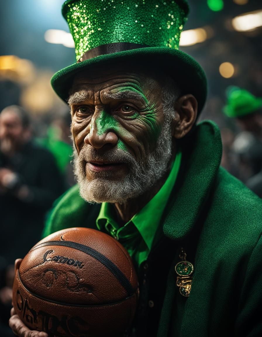 Boston Celtics Leprechaun Portrait in Hyperrealistic Style