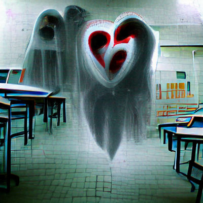 Ethereal Ghost Haunts Empty School Hallway