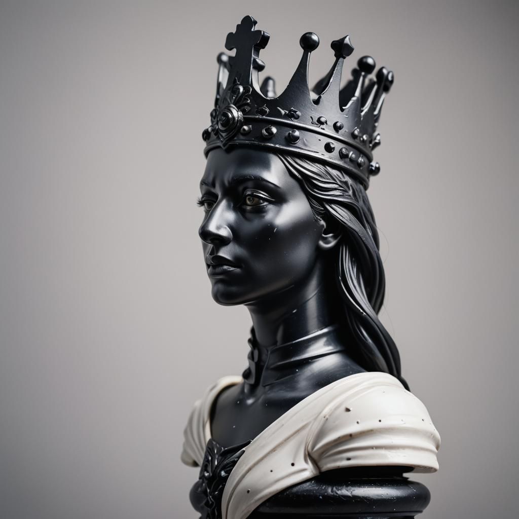 Chess Rook Captures Queen in Hyperrealistic Style