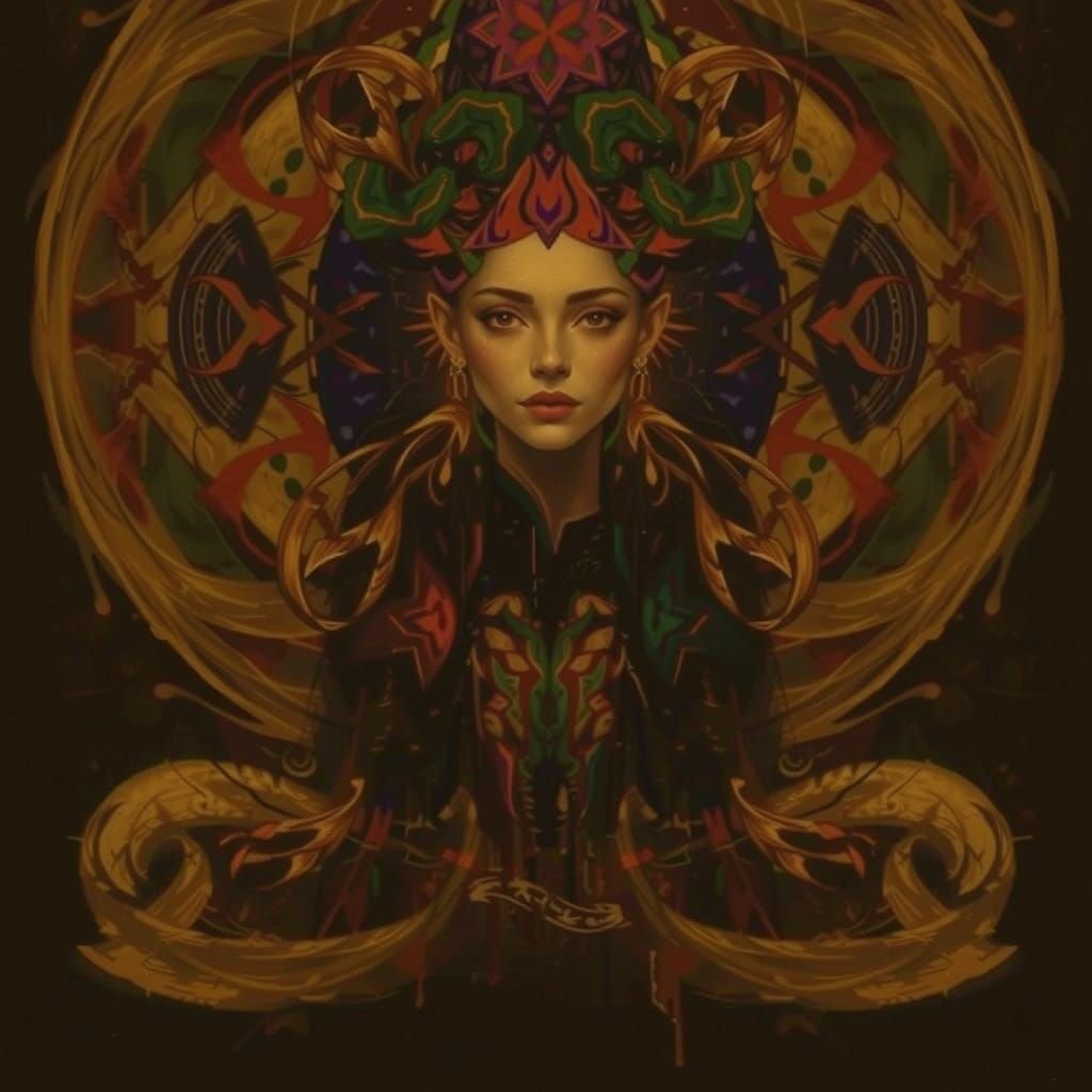 Abstract Expressionist Swirling Iridescent Rainbow