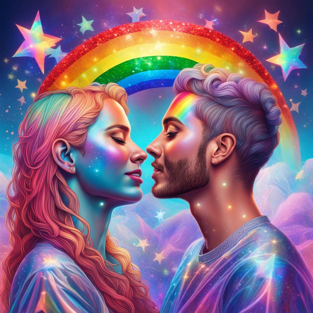 Rainbow Pride: Holographic Cosmic Illustration