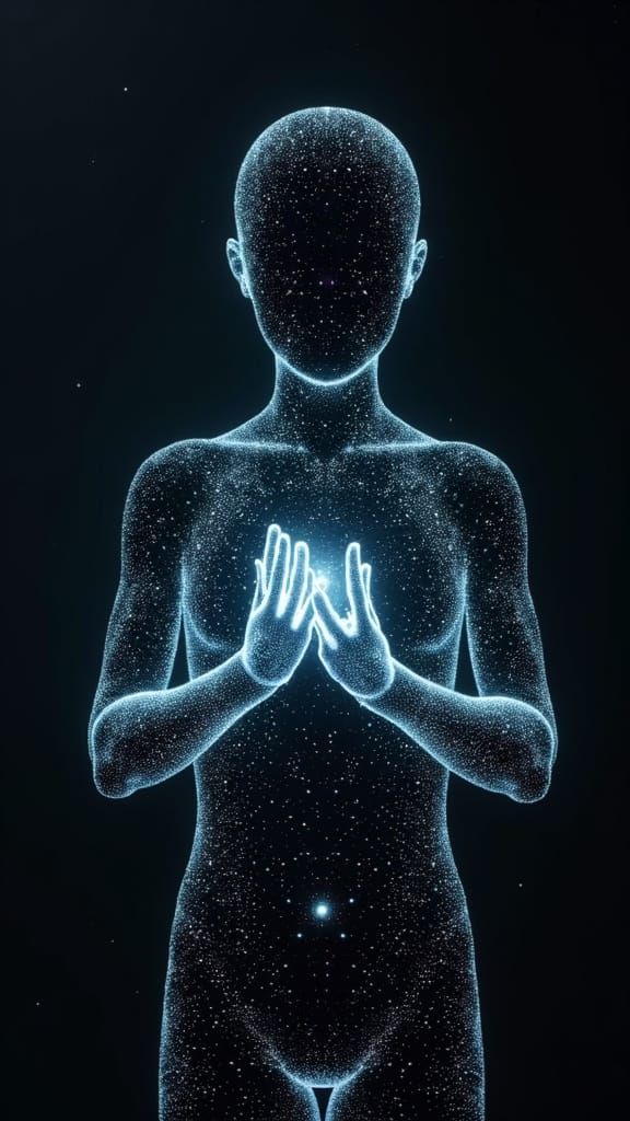 Pixelated Futuristic Human in Cyberpunk Aesthetic