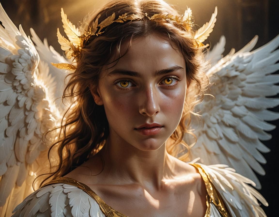 Majestic Angel of Light Art in Chiaroscuro Style