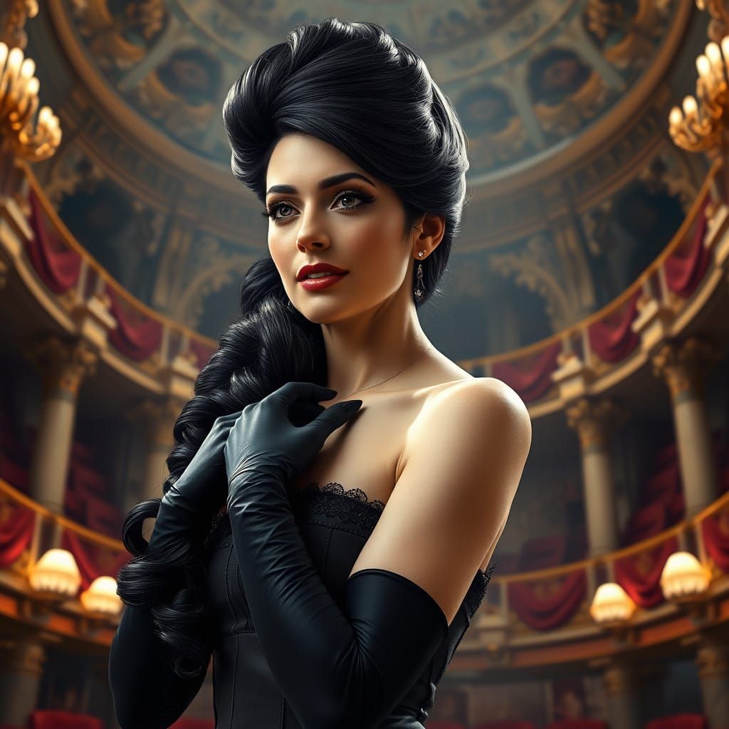 Elegant Opera Patroness in Opulent Setting