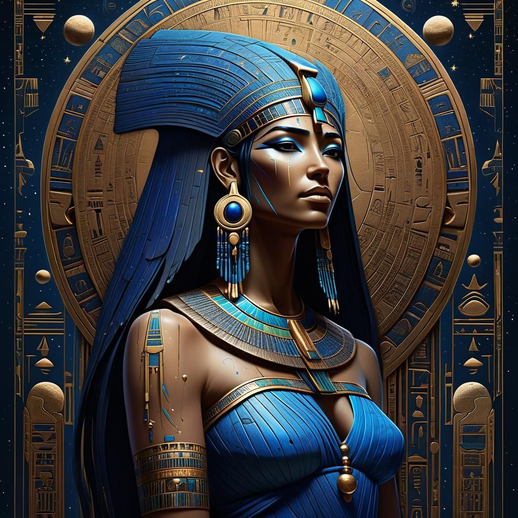 Hathor: Egyptian Goddess in Hyperrealistic Digital Art