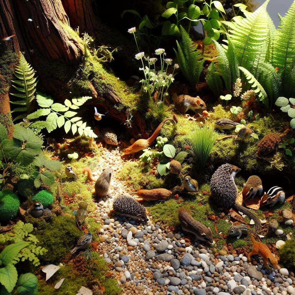 Lush Forest Floor Teeming with Small Creatures
