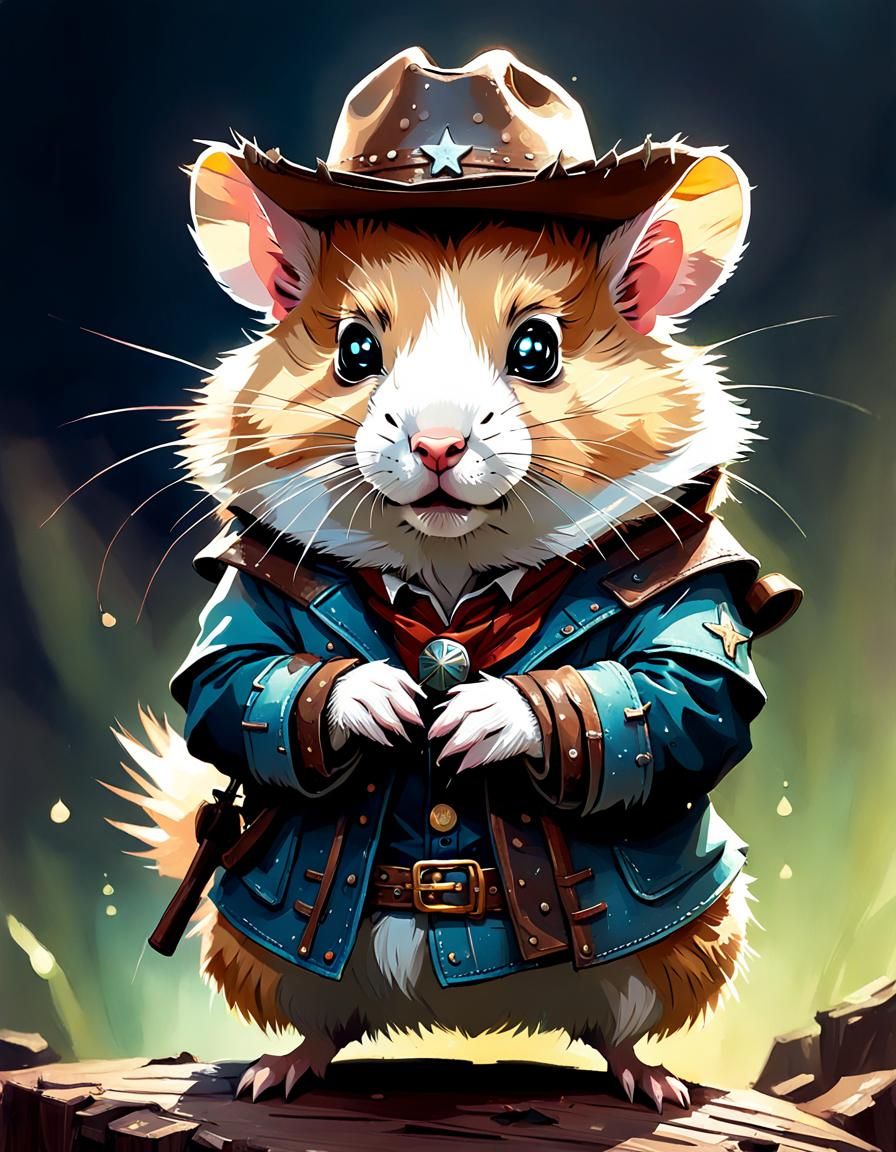Hamster Cowboy: Digital Art Illustration