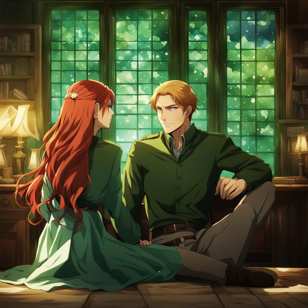 Romantic Anime Moment in Sunlit Forest