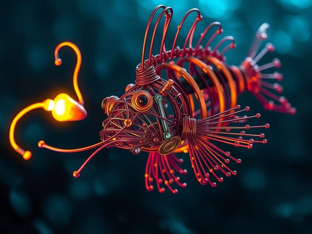 Wireframe Anglerfish in Steampunk Stop-Motion Animation