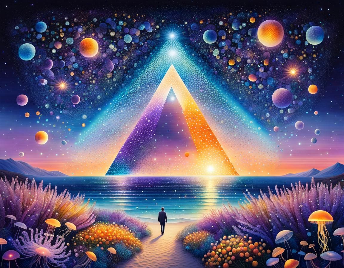 Ethereal Dreamscape with Magical Portal, Pointillism Style