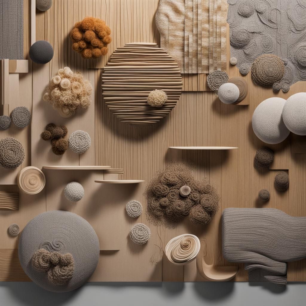 Textural Composition with Fabric, Wood and Metal