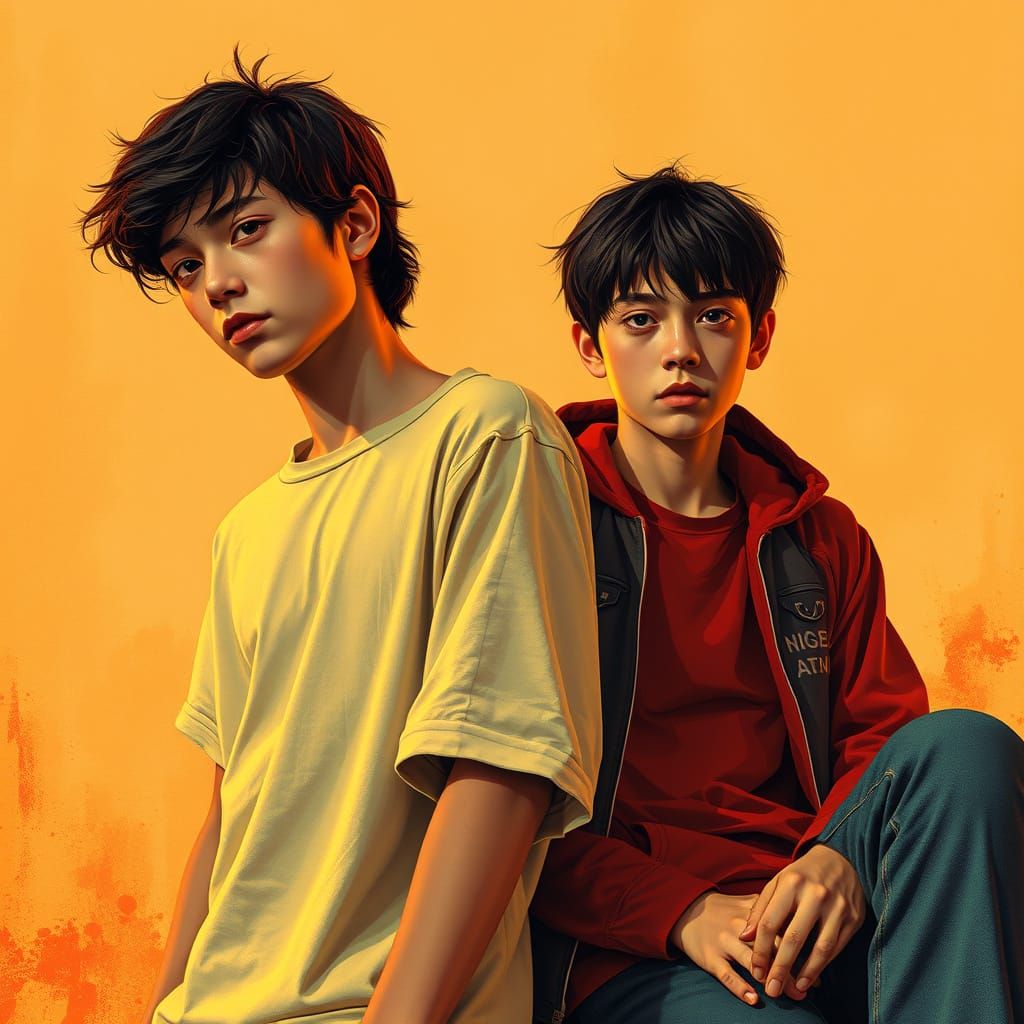 Vibrant Teenage Emotion Captured in Bold Digital Art