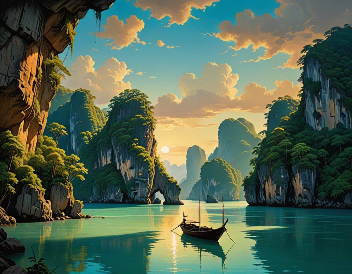 Tropical Paradise in Golden Light