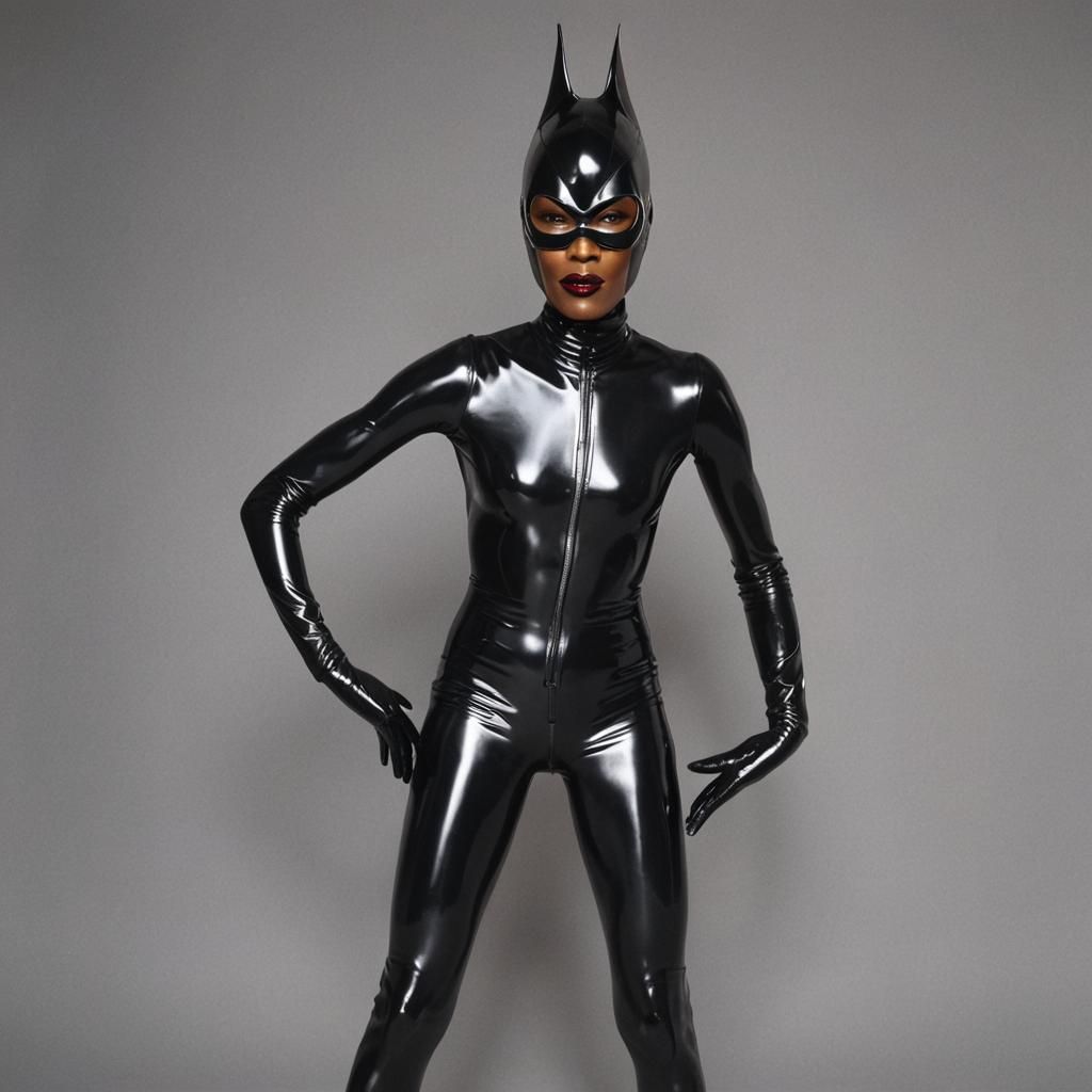 Grace Jones in Black Latex: A Striking Portrait