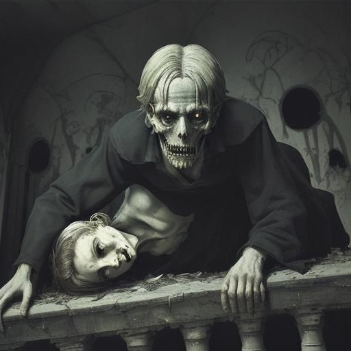 Ghoul Falling into Night: A Surreal Composition