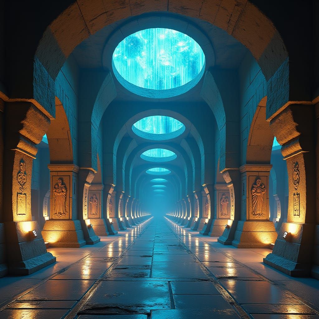 Subterranean Platform with Bioluminescent Crystals