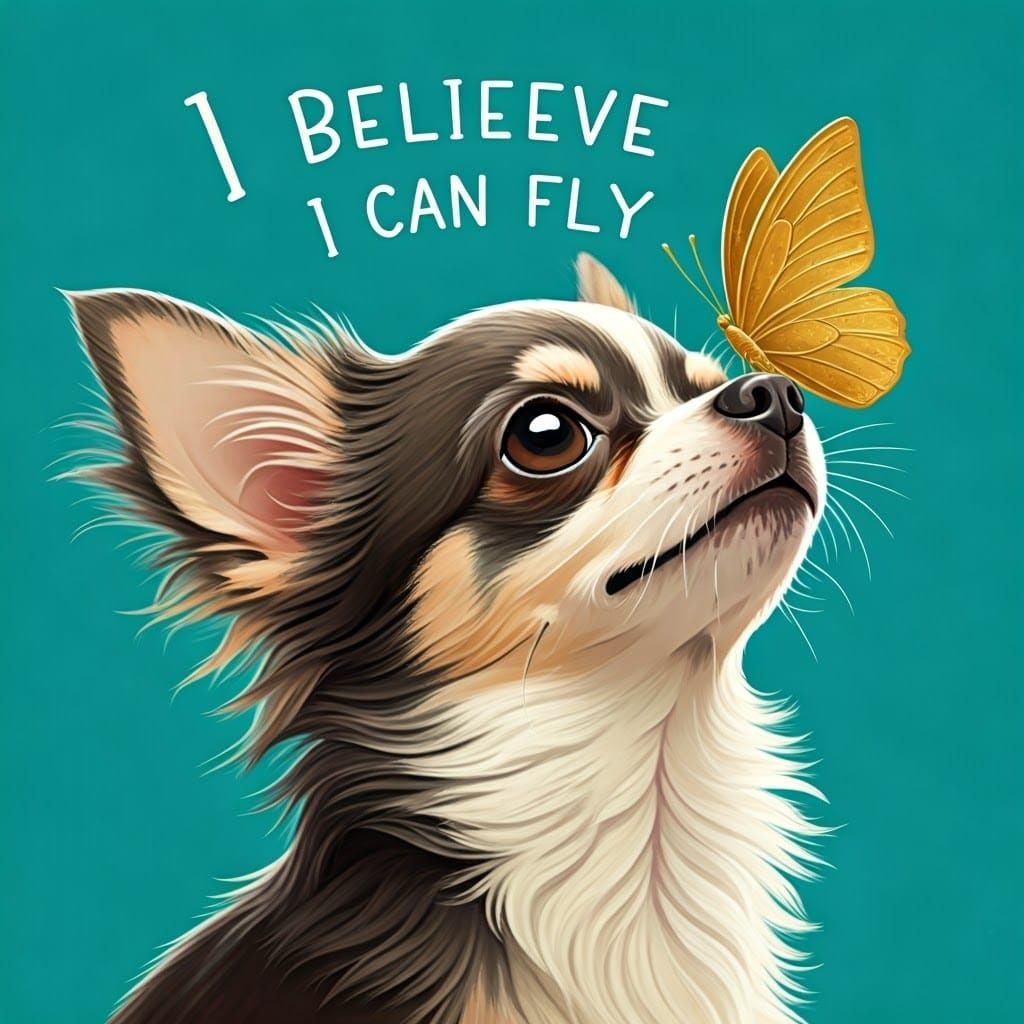 Chihuahua with Butterfly: Whimsical Illustration
