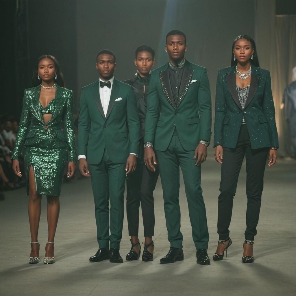 Runway Models in Emerald Green and Black