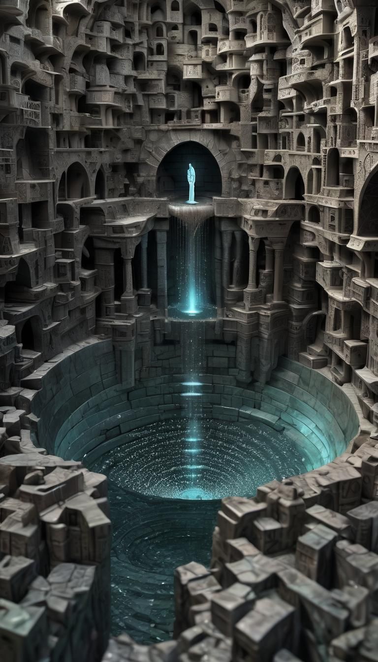 Surreal Quasicrystal Fountain at Tunnel Convergence