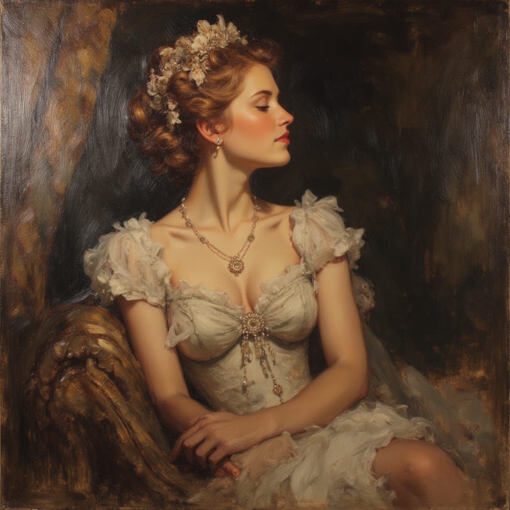 Grand Duchess Portrait in Oil and Encaustic Style