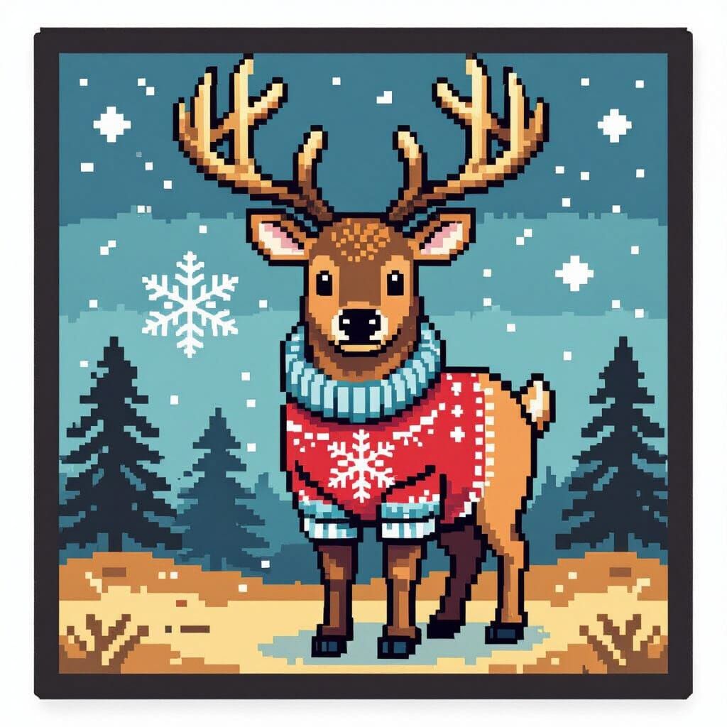 Perler Bead Elk in Jumper with Snowflake
