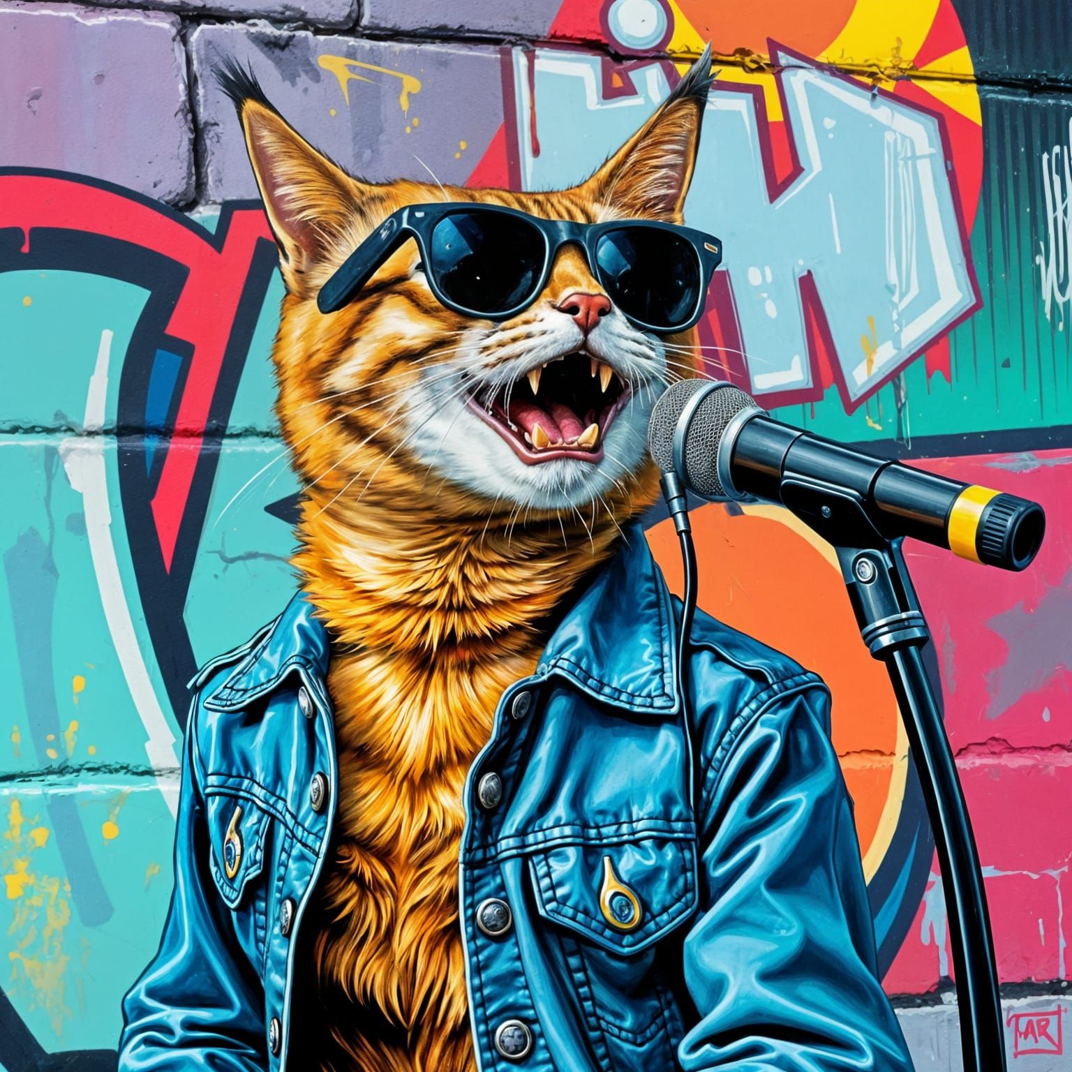 Singing Cat Graffiti Art in Ultra Detail