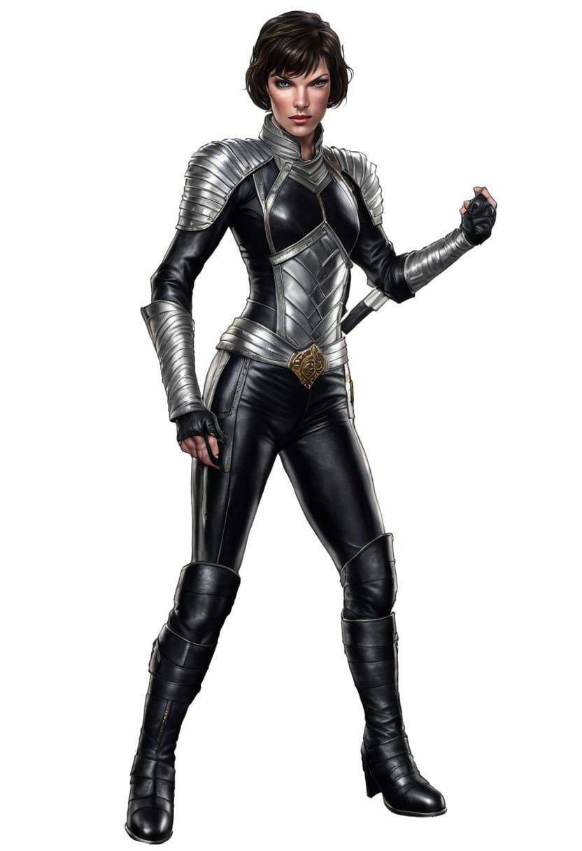 Hyperrealistic Milla Jovovich as Futuristic Warrior