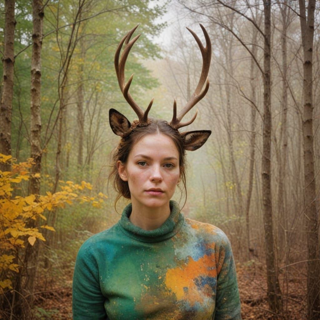 Abstract Portrait of a Stag in Hyperrealistic Style