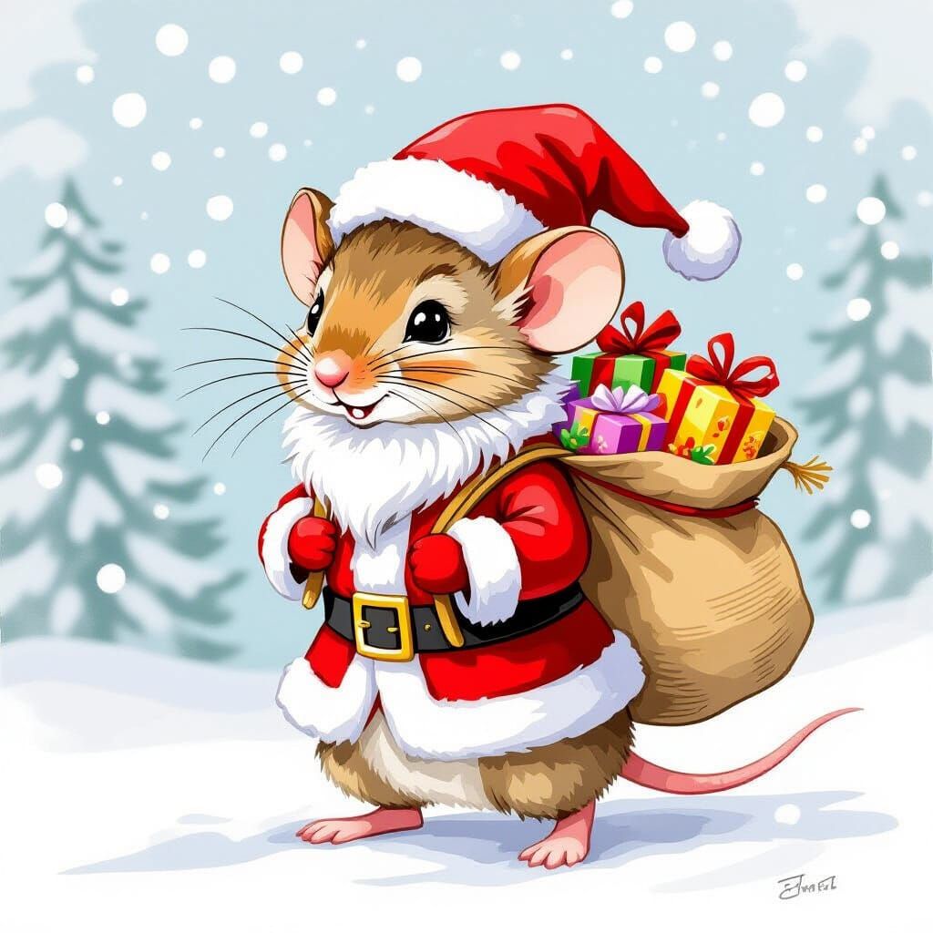 A mouse with gifts