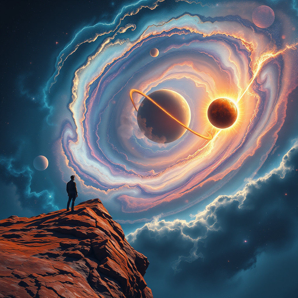 Spectacular Galactic Core Vista in Retro Sci-Fi Style