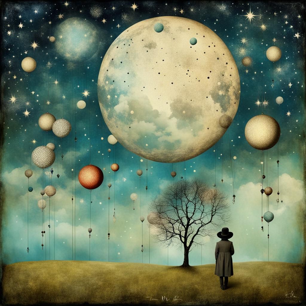 Starry Sky with Surrealist Circles